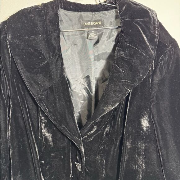Lane Bryant Black Velvet 3/4 sleeve Portrait shawl collar Jacket Sz 28 - Picture 4 of 11